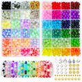 MATVHRUI 1100Pcs Glass Beads for Bracelet Making - 46 Colors 8mm Kit