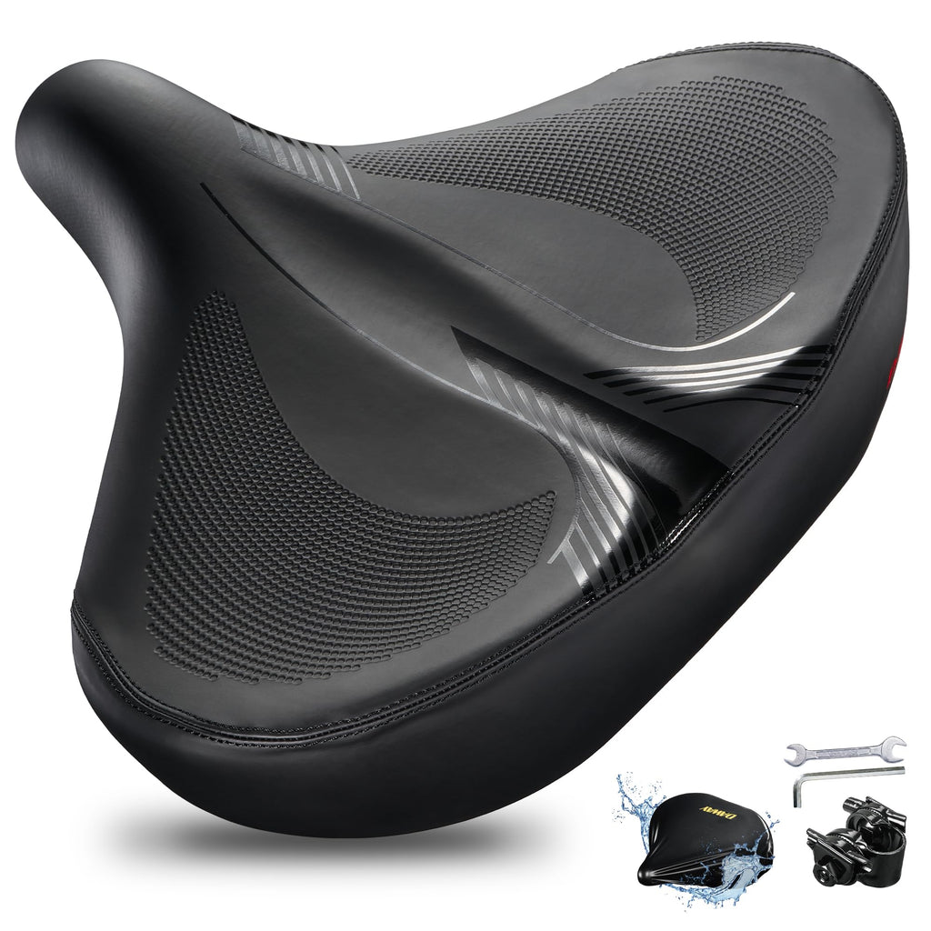 DAWAY W60 Extra Wide Bike Seat – Memory Foam Shock Absorbing Saddle