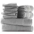 Hearth & Harbor 10-Piece Cotton Bath Towel Set | 600 GSM Silver