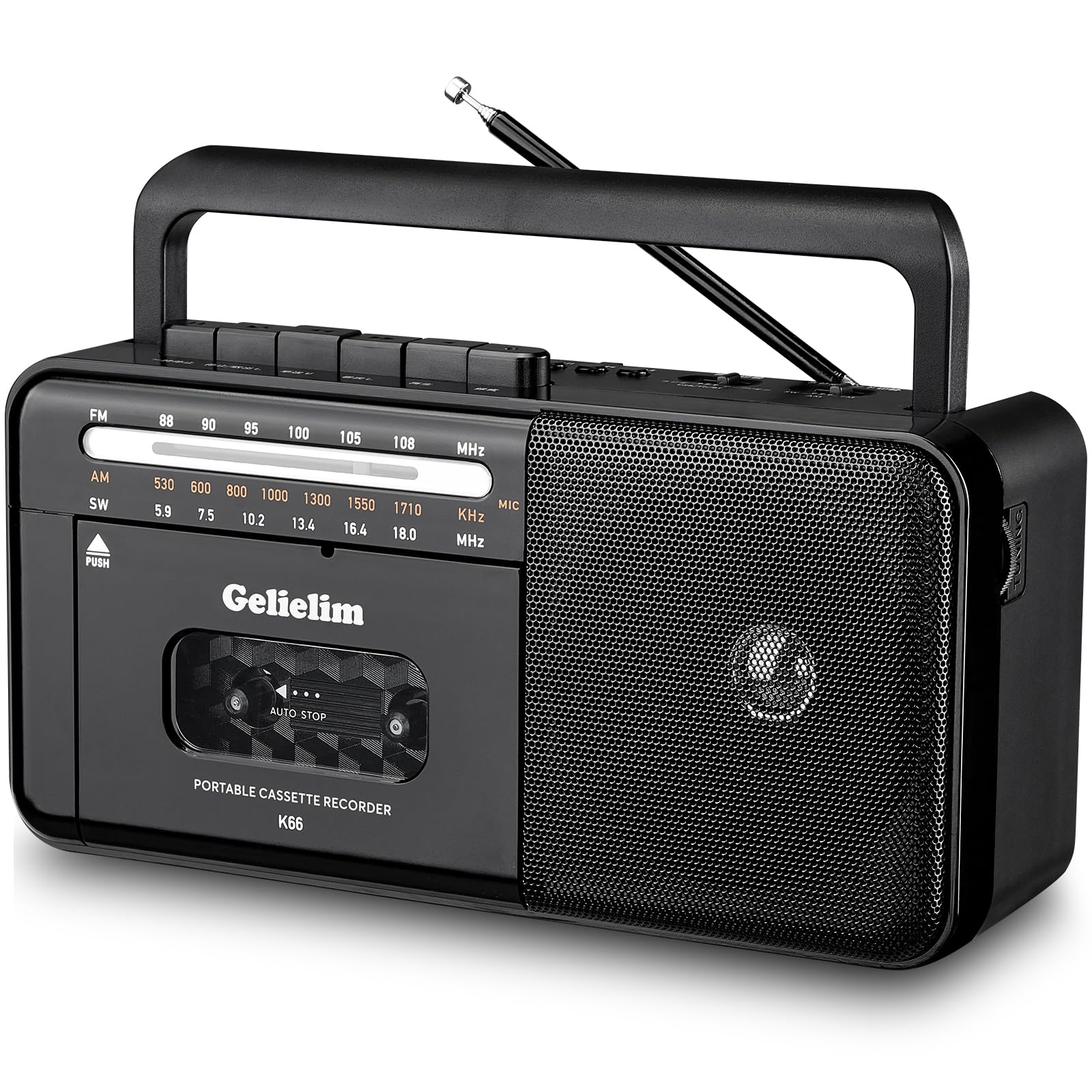 Gelielim Portable Cassette Player | Bluetooth Boombox AM/FM/SW Radio