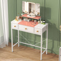 OYRREU Small Dressing Table with LED Mirror | Height Adjustable Vanity Desk