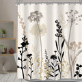 Omifly Floral Shower Curtain – 60x72 Beige Botanical Polyester Fabric