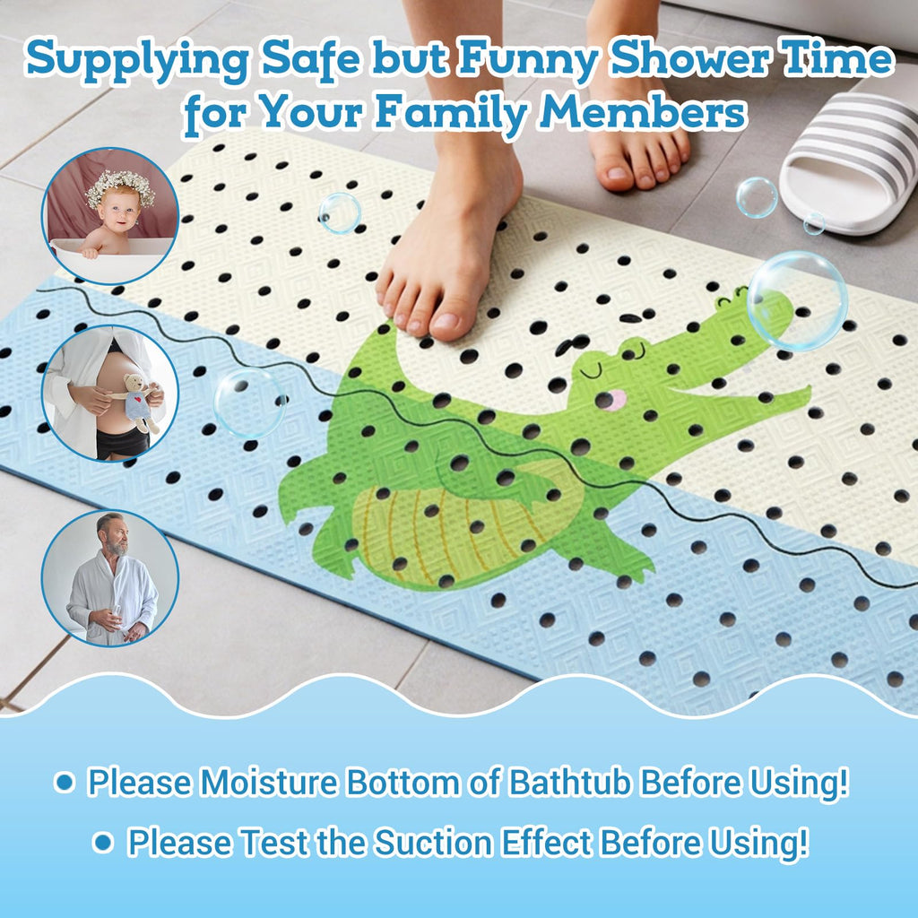 zxevg Baby Bath Mat Non Slip Anti Mould 100x40cmCrocodile