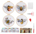 Homewit 4-Pack Bee & Flower Embroidery Kit for Adults and Beginners