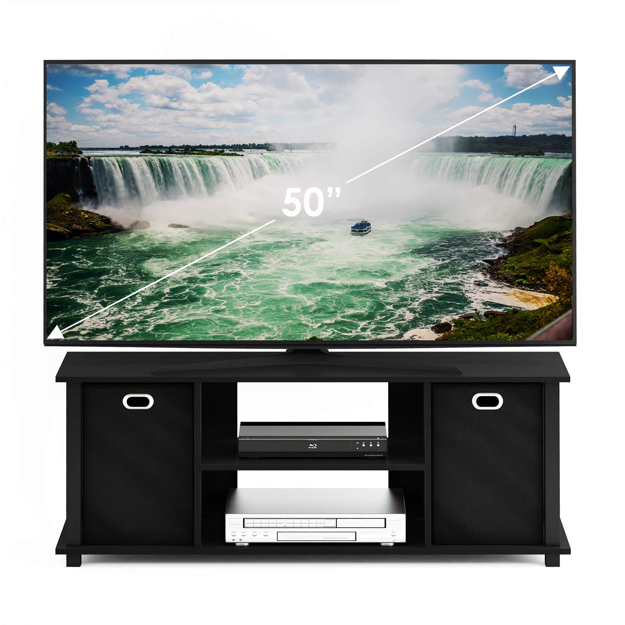 Furinno TV Stand Entertainment Center with 2 Drawers for 50-inch TV