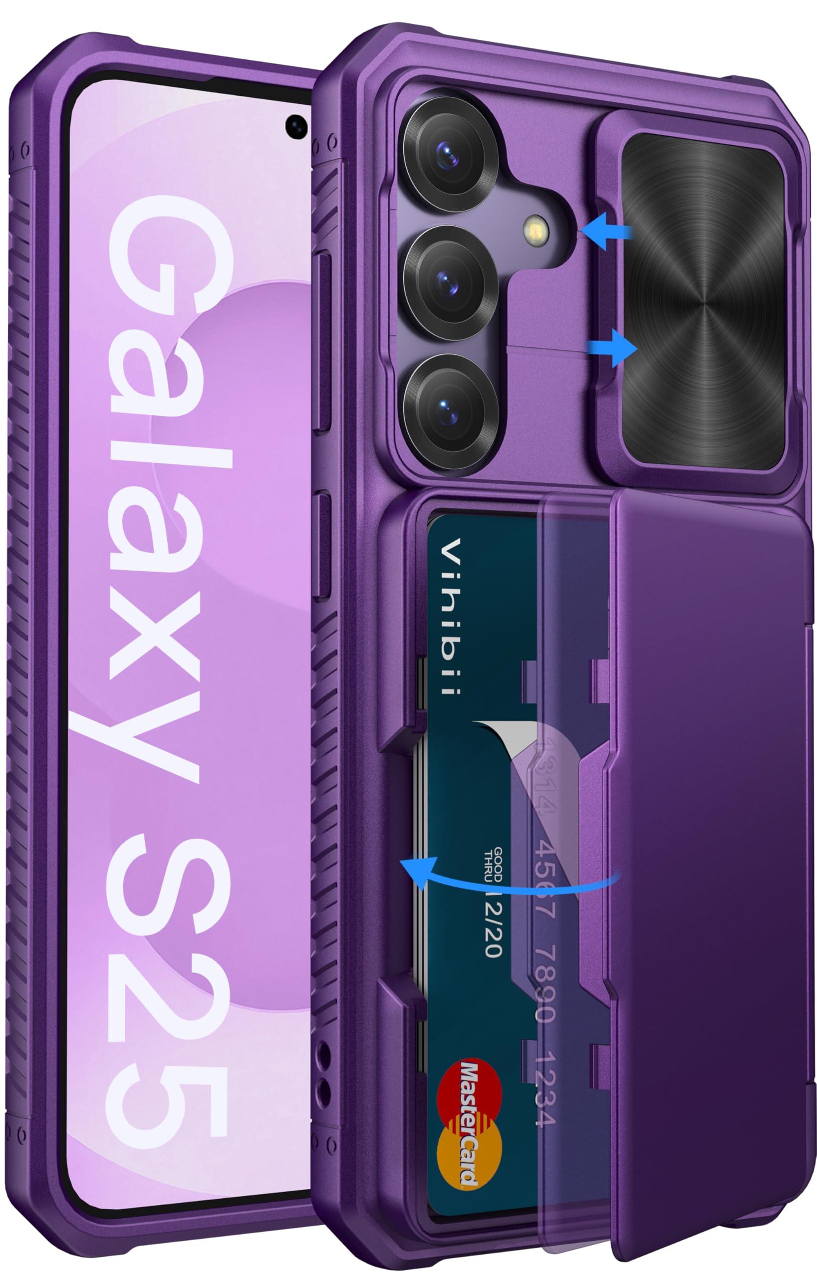 Vihibii Samsung Galaxy S25 Wallet Case - RFID Card Holder & Camera Cover