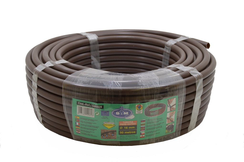 S&M Drip Irrigation Pipe - 16mm x 50m Brown Polyethylene Hose