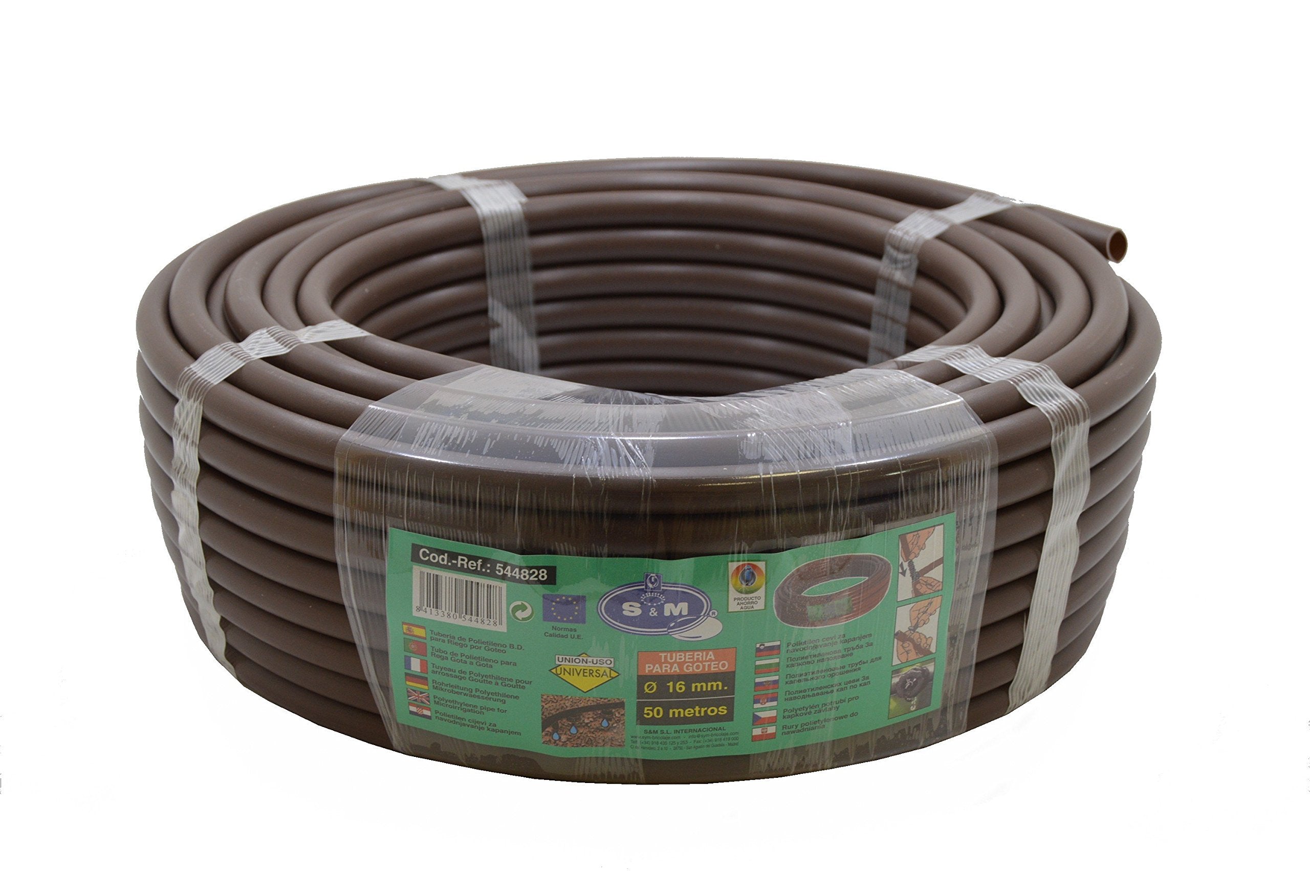 S&M Drip Irrigation Pipe - 16mm x 50m Brown Polyethylene Hose