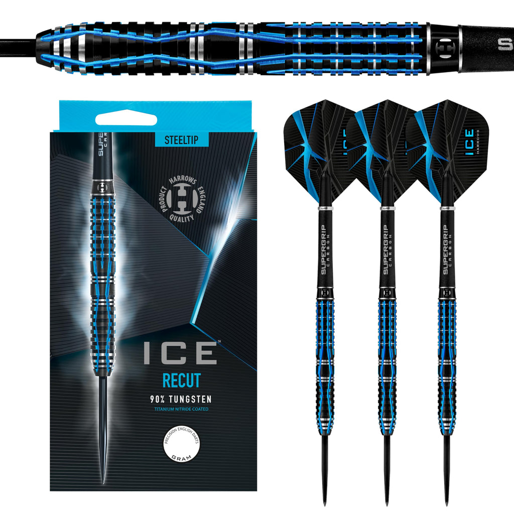Harrows Ice Recut 90% Tungsten Steel Tip Darts Set | 21g - 24g