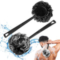 Bamboo Charcoal Loofah Back Scrubber with Handle - 2 Pack