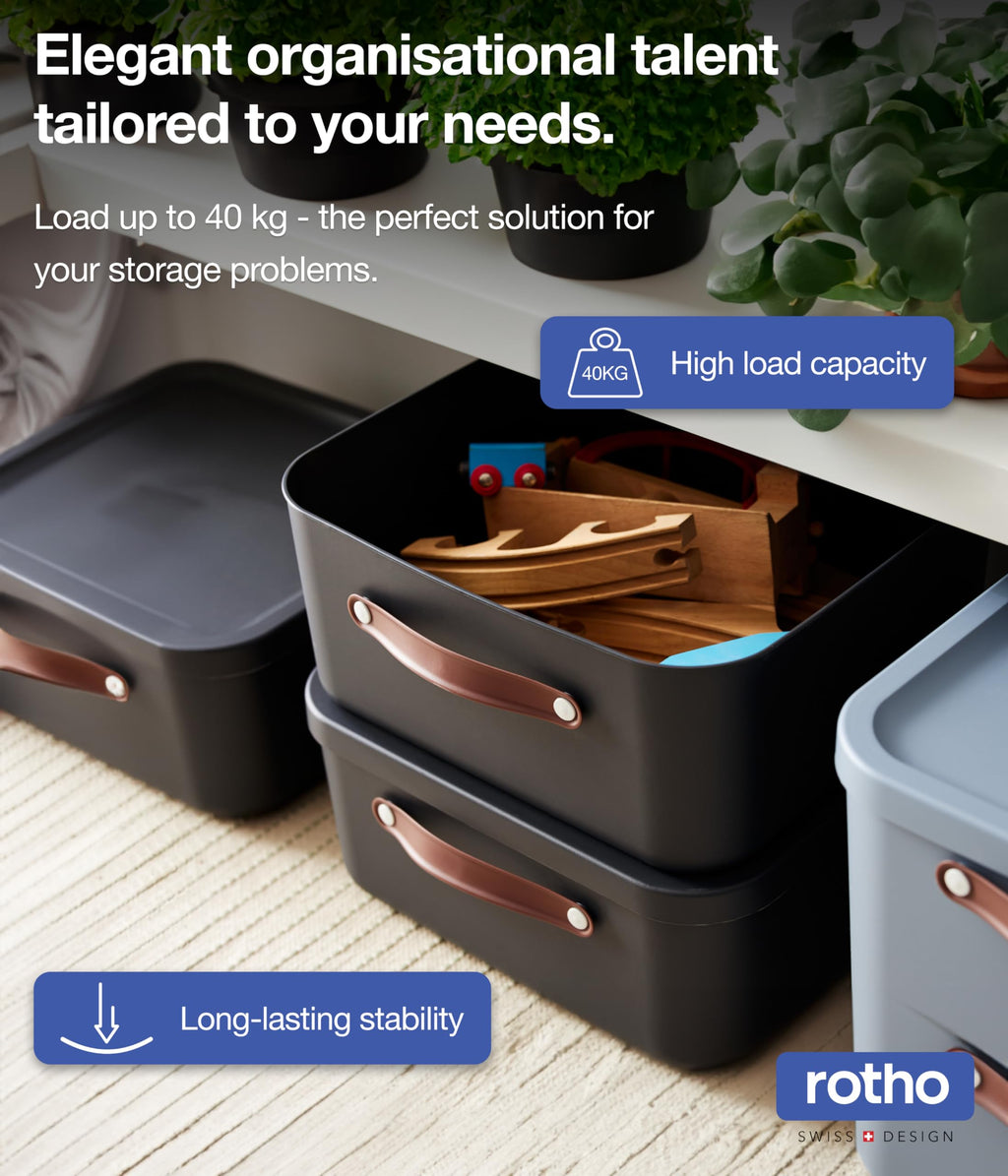 Rotho Maloja 12l Storage Box with Lid and Handle, Recycled Plastic Bin - image 5