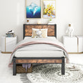 Diahomy Single Metal Platform Bed Frame with Wood Storage Headboard