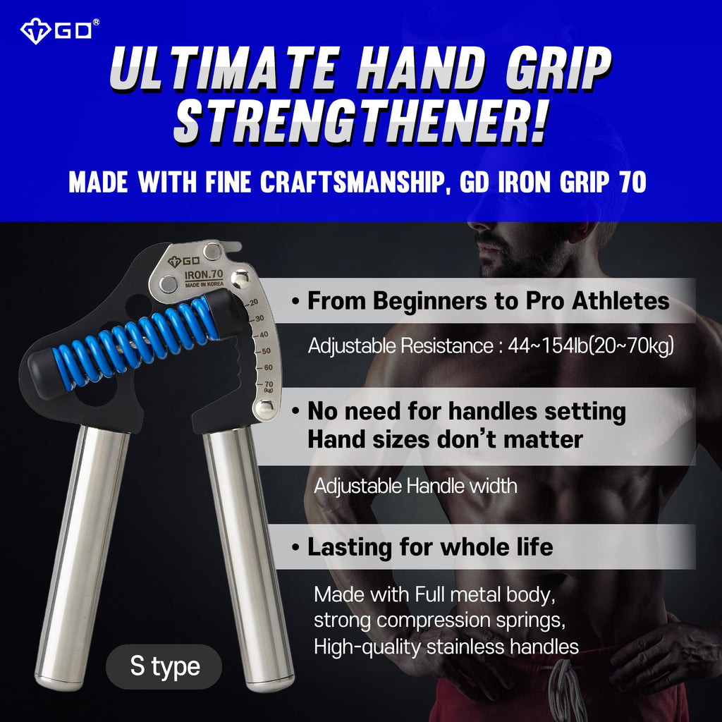 GD Iron Grip 70(S) Adjustable Hand Strengthener | 44–154lbs Grip Trainer