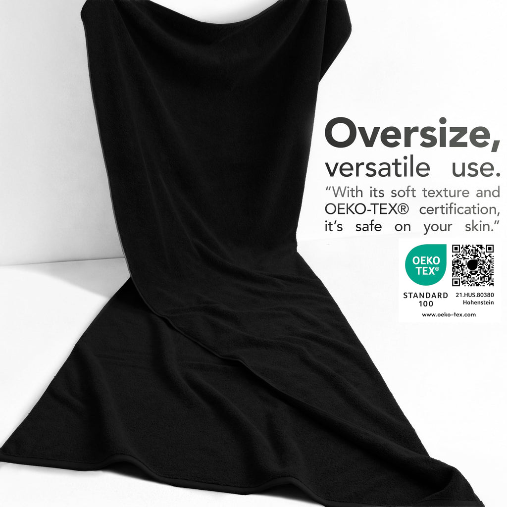 American Soft Linen Oversized Bath Sheet 40x80 Extra Large for Bathroom, 100% Cotton Turkish Jumbo Bathsheet Towels for Adults, Black Bath Sheet - image 3