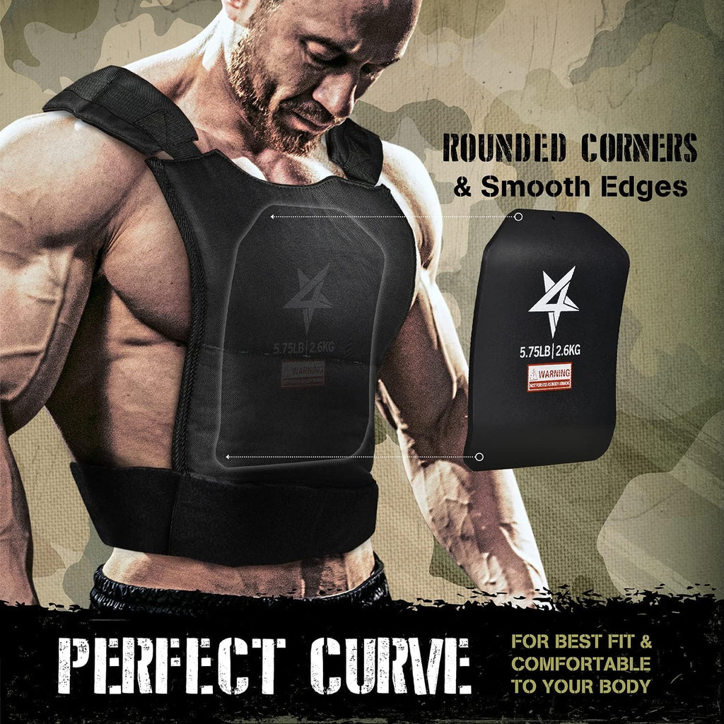 Yes4All Curved Tactical Weight Vest Plates – 5.75lb Powder Coated Steel