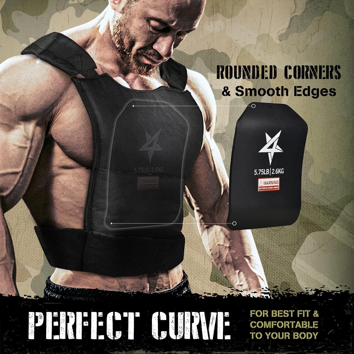 Yes4All Curved Tactical Weight Vest Plates – 5.75lb Powder Coated Steel