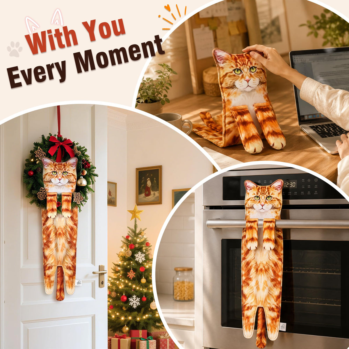 PAT JUUMG Funny Cat Hand Towels for Bathroom Kitchen,Cute Cat Decor Towel,Hanging Face Towels,Super Absorbent Soft,Funny Cat Gifts for Cat Lovers - image 2