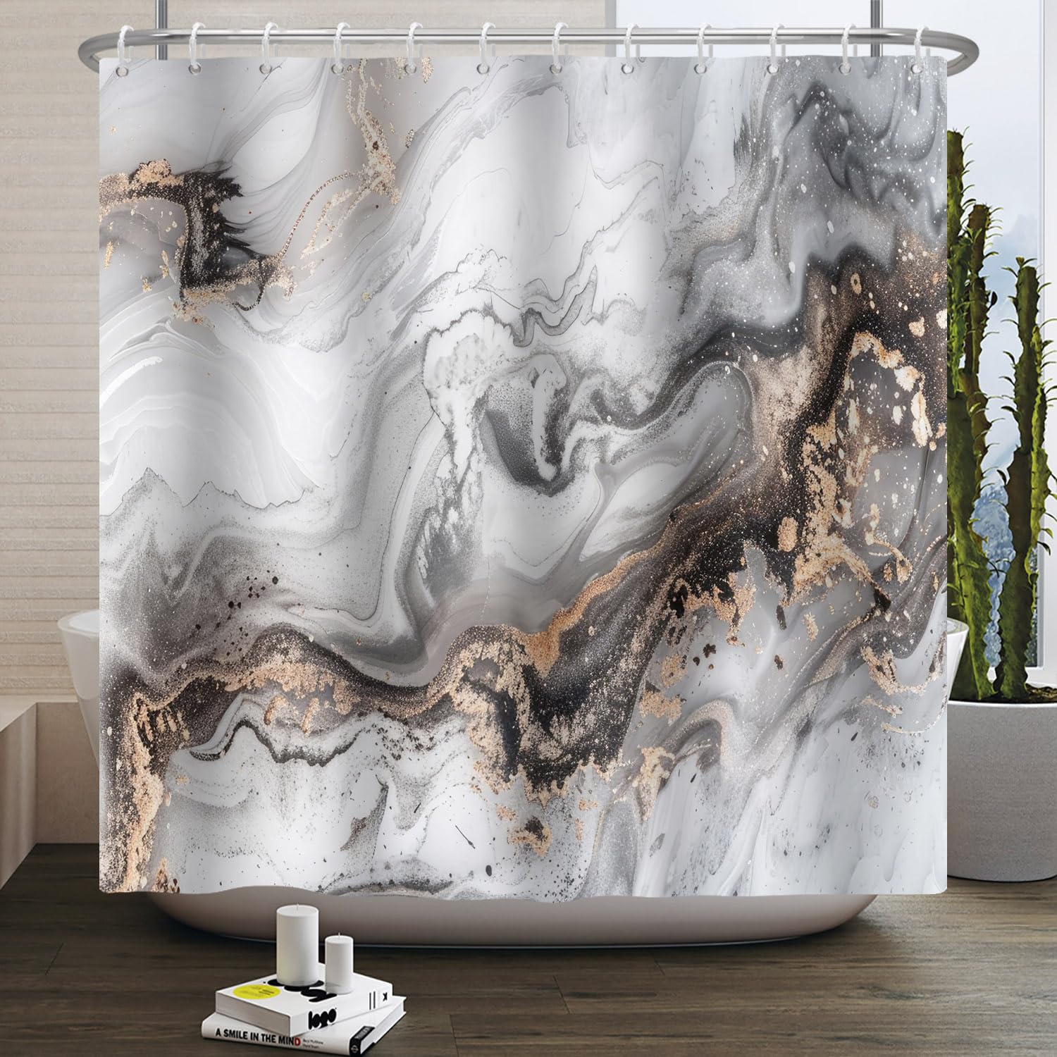 Marble Texture Shower Curtain | Waterproof Polyester – 183x213cm