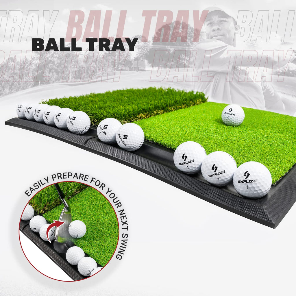 SAPLIZE Golf Hitting Mat with Ball Tray | 25"x17" Fairway & Rough Turf