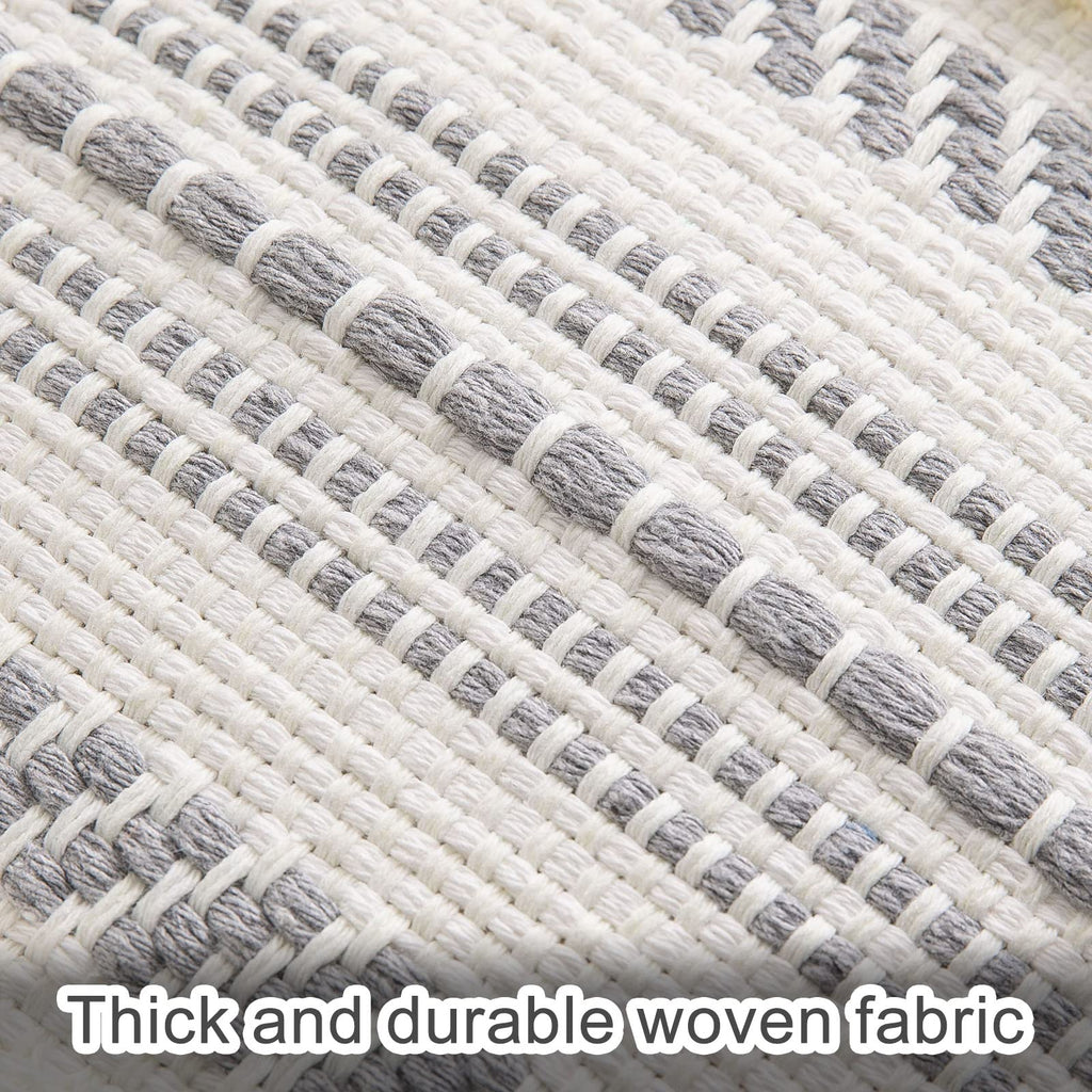 decorUhome Boho Grey Cushion Covers – Set of 2 Tufted Tassel Pillow Cases