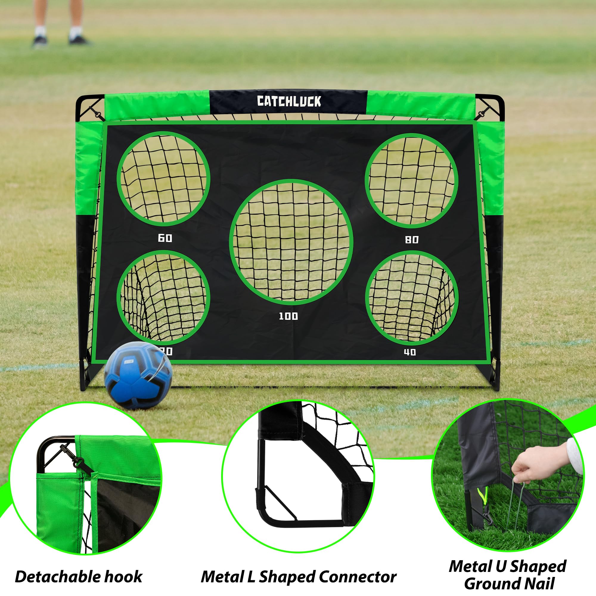 CATCHLUCK 2-in-1 Pop Up Football Goal | Portable Kids Garden Training Net