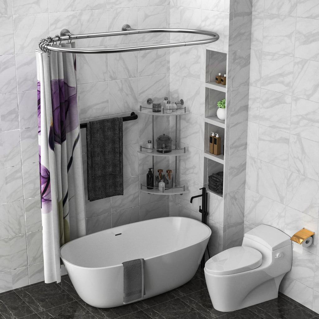 Sikaiqi Oval Shower Curtain Rod for Clawfoot Tubs - Aluminum Silver Hoop