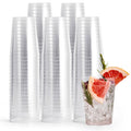 MATANA 50 Reusable Clear Hard Plastic Cups | 285ml Gold Tumblers