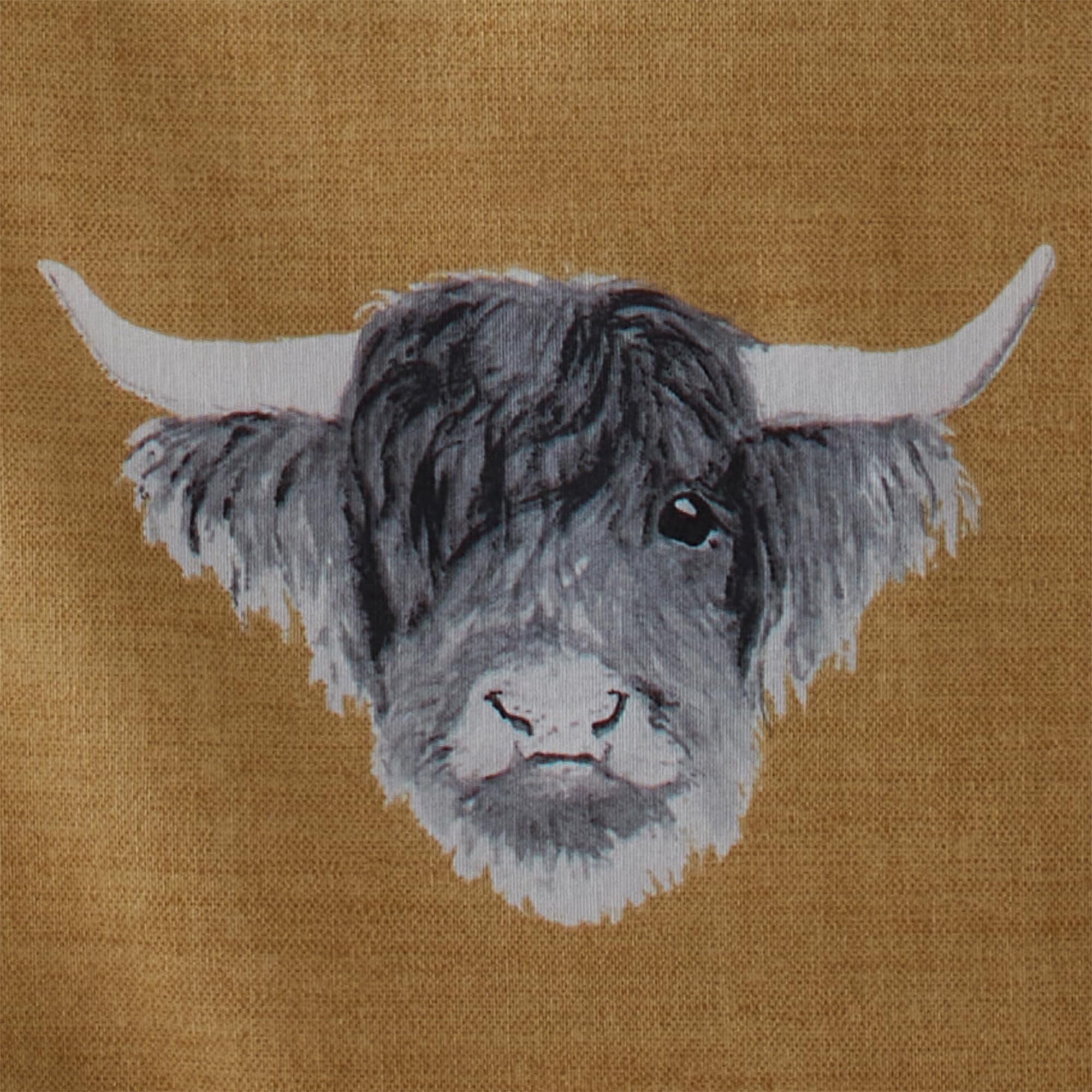 Fusion Highland Cow Reversible Duvet Cover Set – Ochre Yellow – Super King