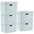 TYEERS Large Storage Box with Lid, Collapsible, Washable, Fabric Storage Box for Clothes, Wardrobe Storage, 44x30x29 cm, Set of 5, Aqua Spring - image 1