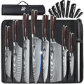 Dfito 9-Piece Professional Chef Knife Set | Red Pakkawood Handle