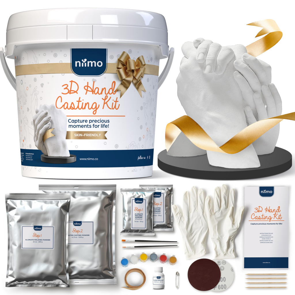 Niimo 3D Hand Casting Kit - Skin-Safe DIY Hand Moulding Set with Stand
