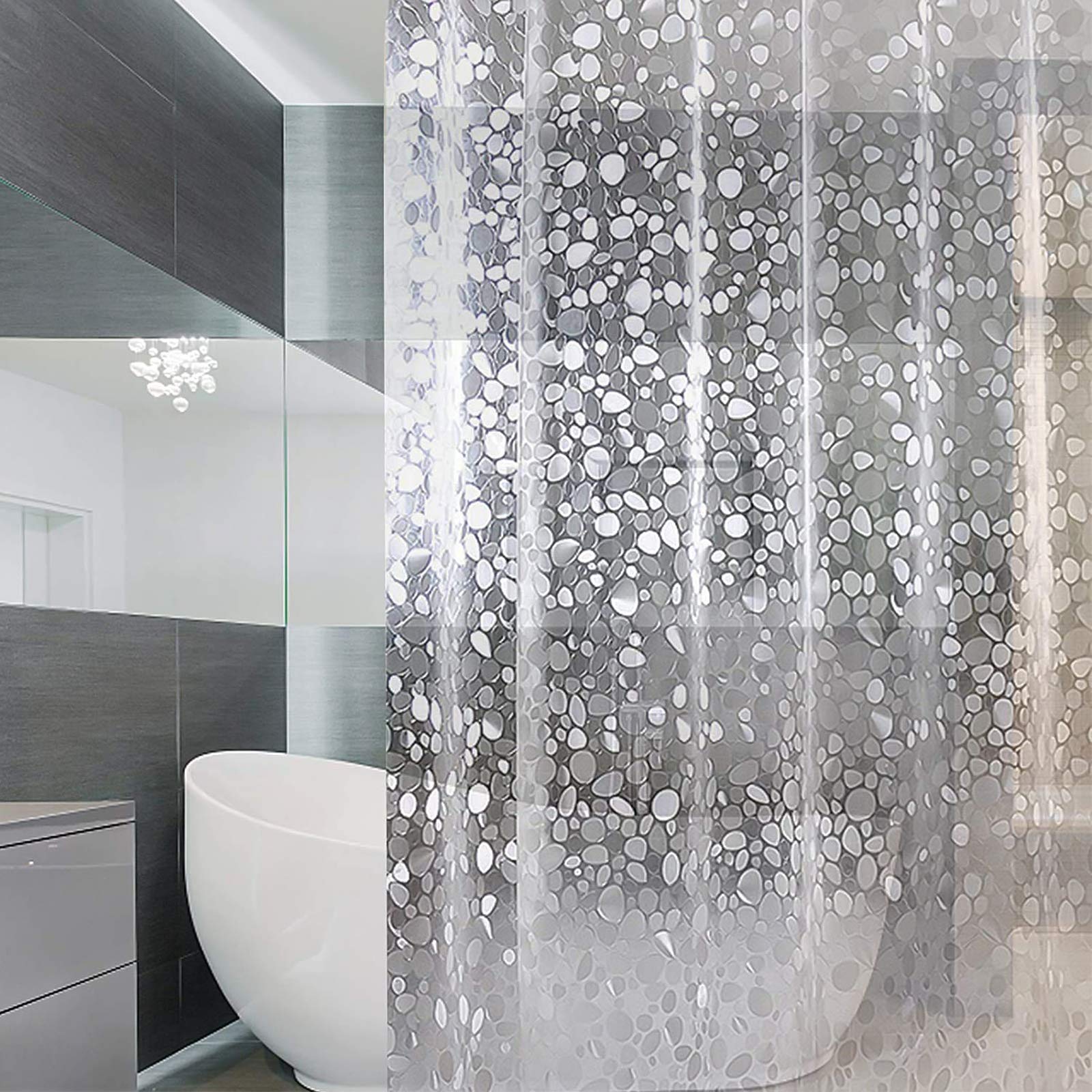 Pebble Shower Curtain | 3D Waterproof PVC Liner | 180x200cm