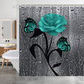Minicoco Waterproof Shower Curtain – Mold Resistant Green Flower Polyester
