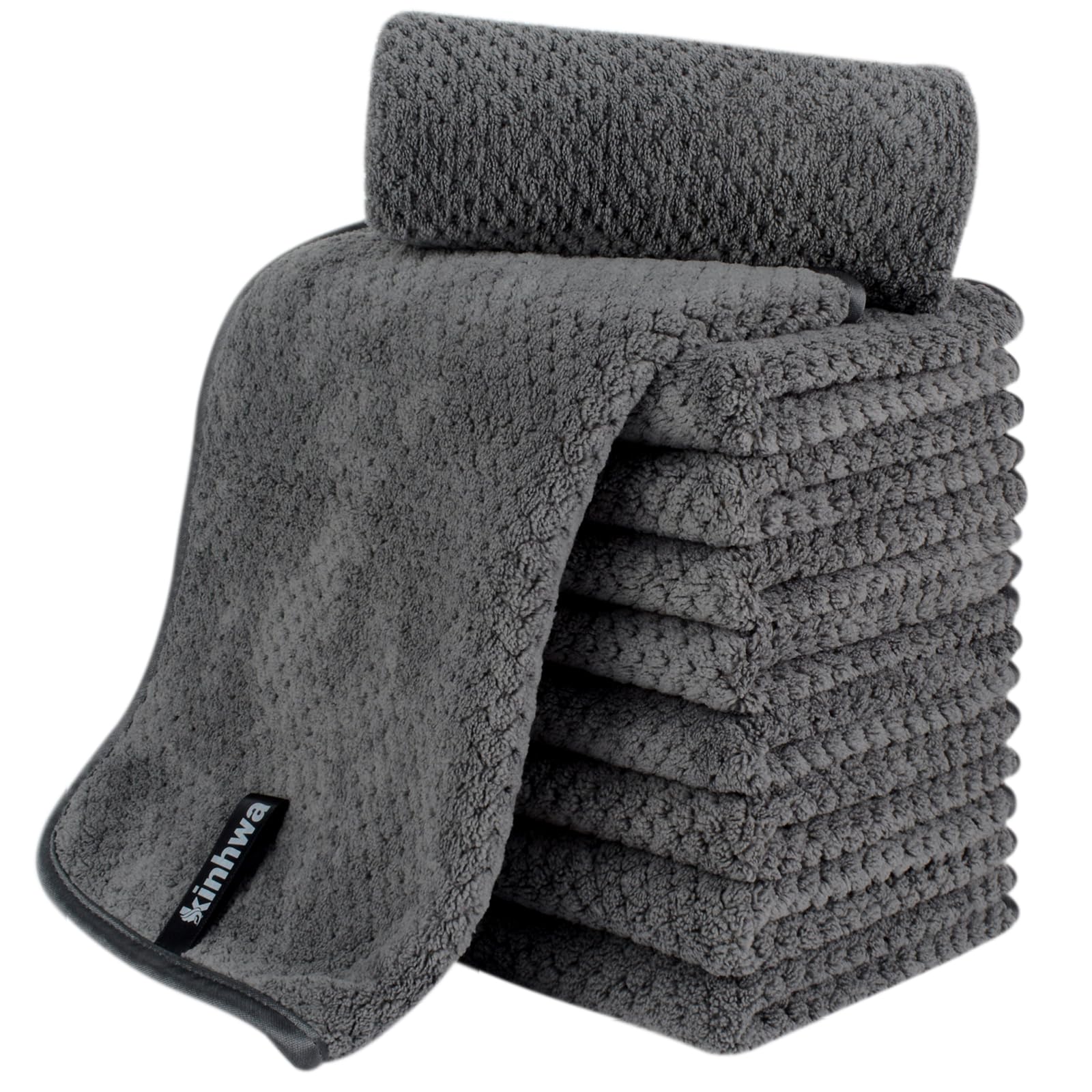 KinHwa Microfibre Hand Towels | Highly Absorbent & Quick Dry | 10 Pack