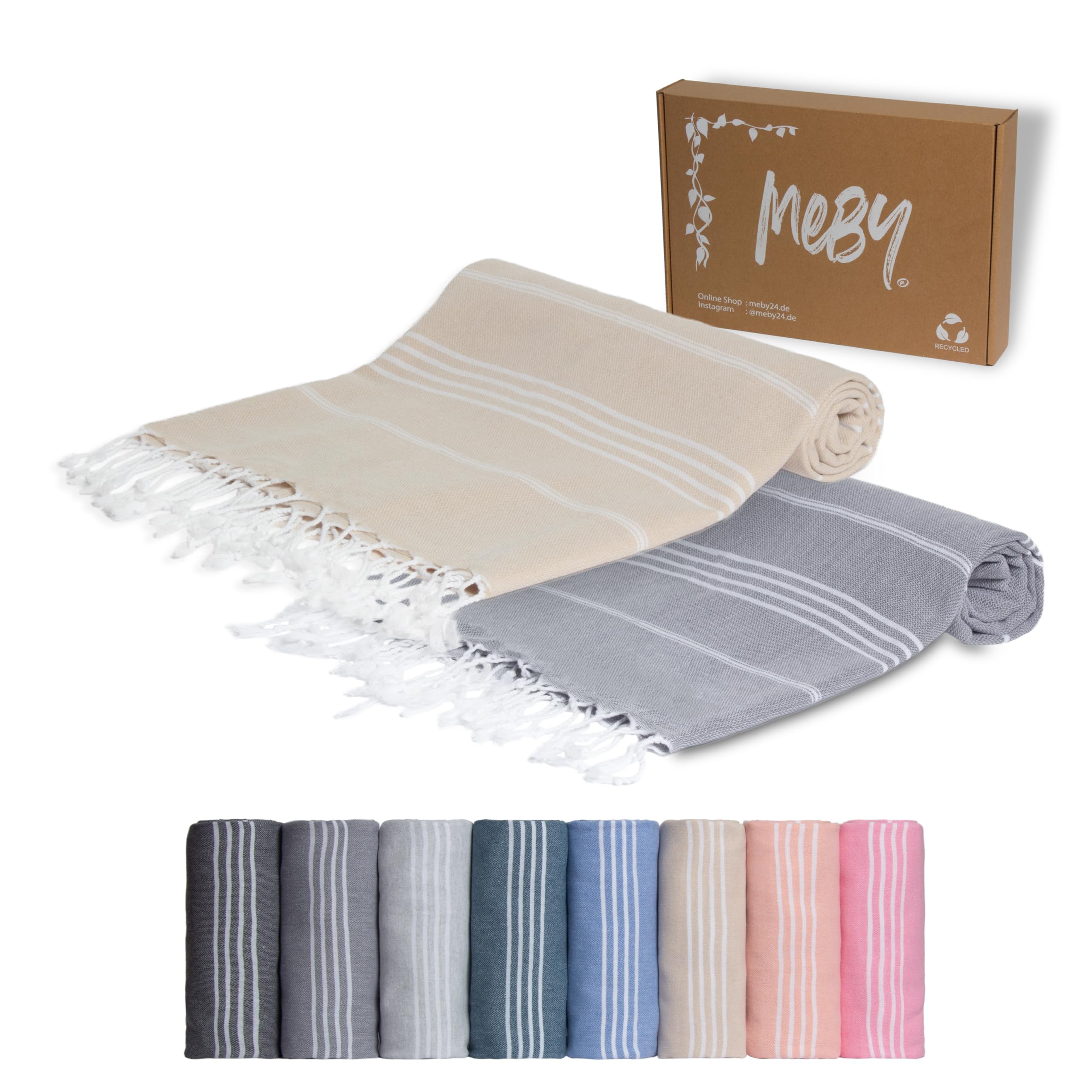 MEBY XXL Sauna Towels Set of 2 | 100% Cotton Turkish Hammam Bath Towels
