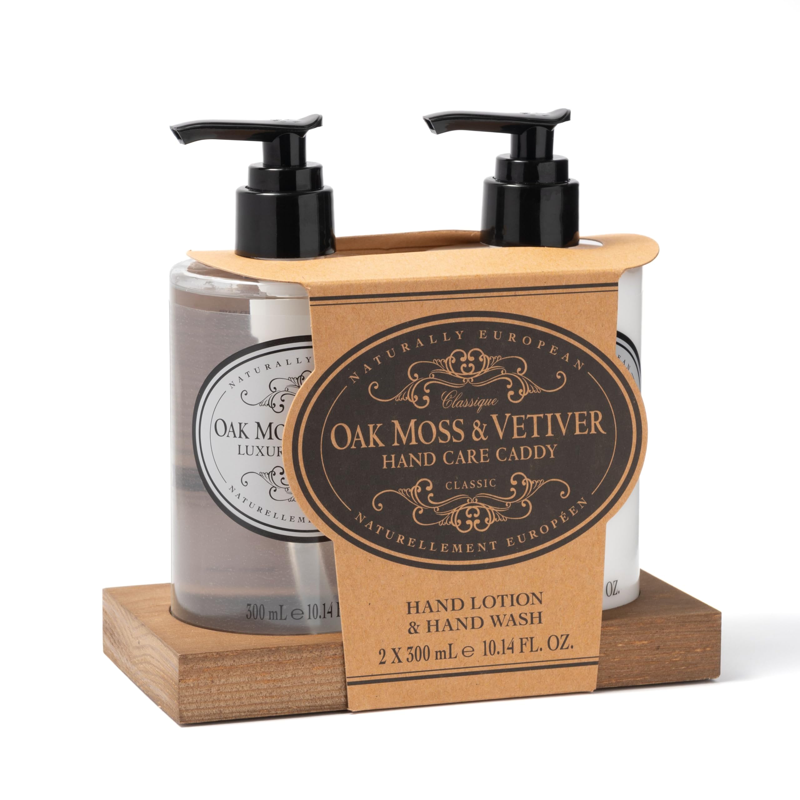 Naturally European Oak Moss & Vetiver Hand Wash & Lotion Caddy Set (2x300ml)