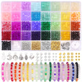 Funtopia 1400 Pcs Glass Beads Kit – 34 Colors 6mm Jewelry Making Set