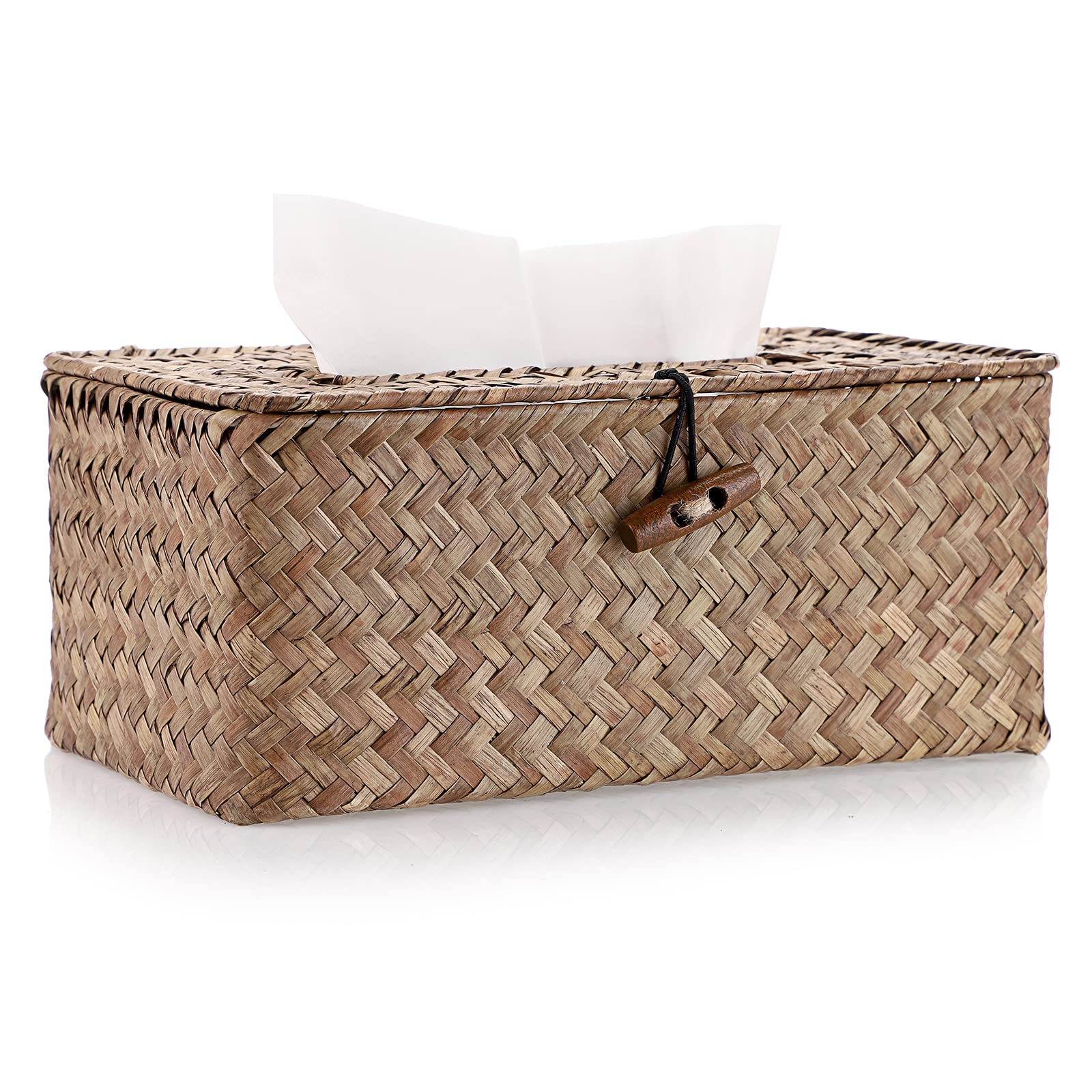 Rectangular Seagrass Facial Tissue Box – Woven Paper Holder