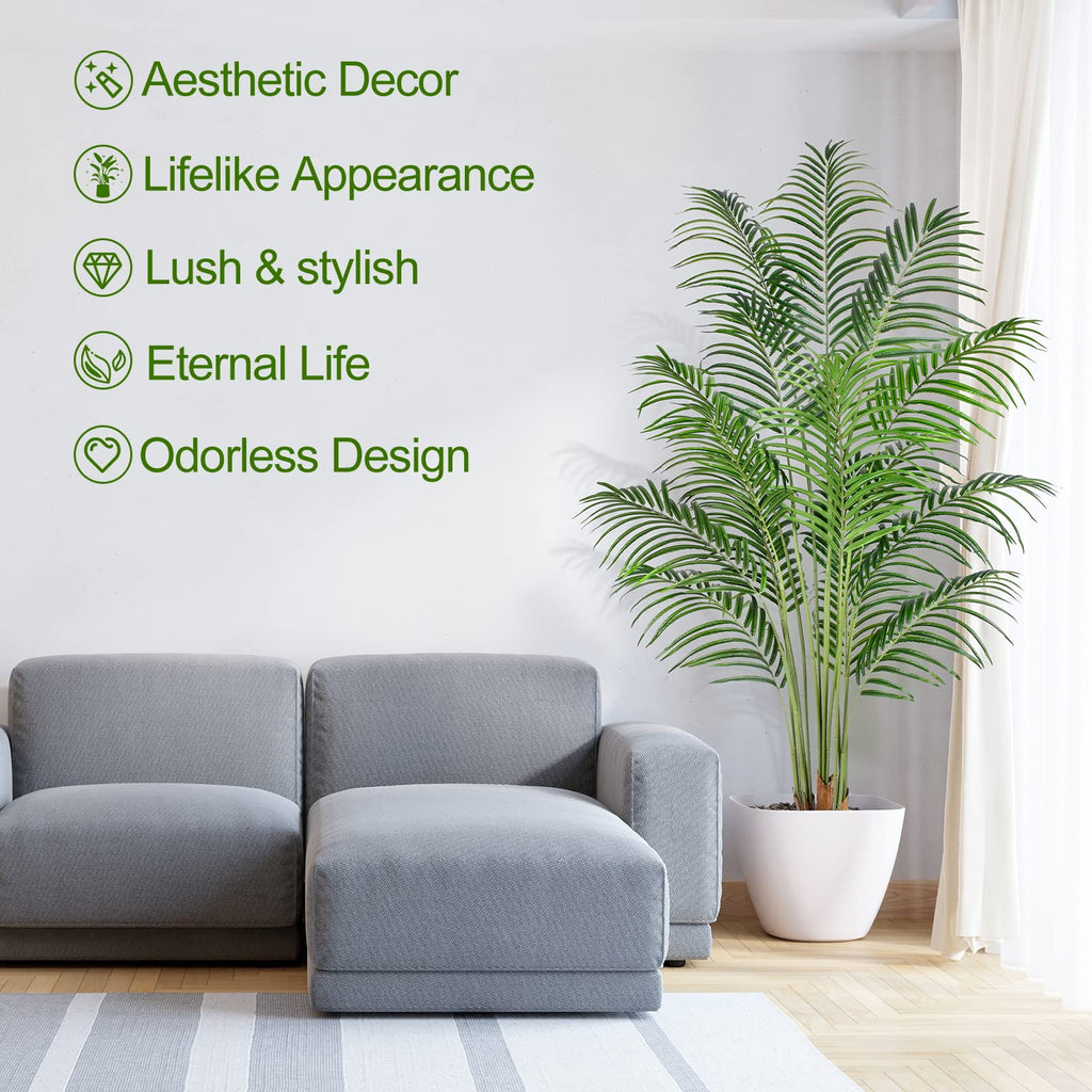 Keeplush 180cm Artificial Palm Tree | Tall Faux Areca Palm with Real Bark