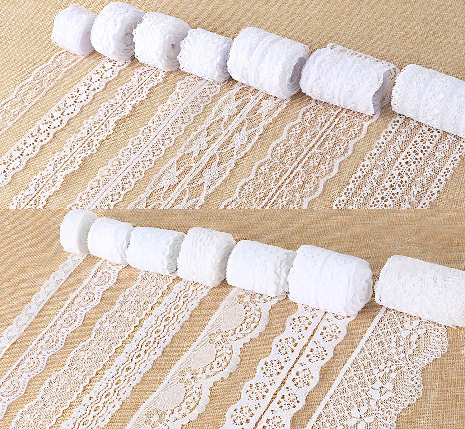 Agoer 14 Rolls White Lace Ribbon – 46 Yards Vintage Sewing Trims