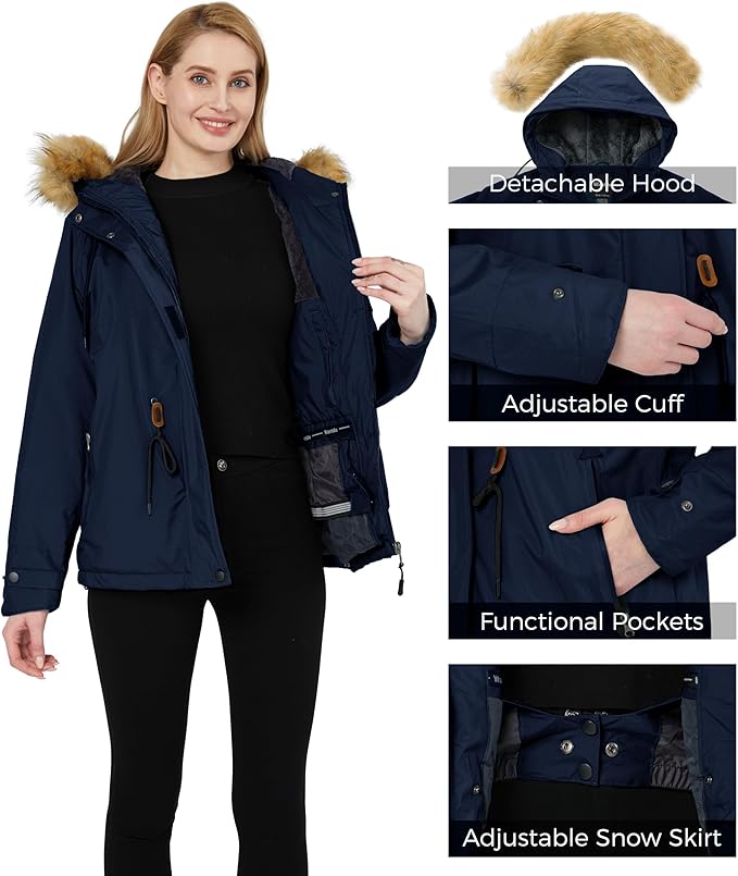 Wantdo Women's Waterproof Ski Jacket – Insulated Winter Snowboard Coat