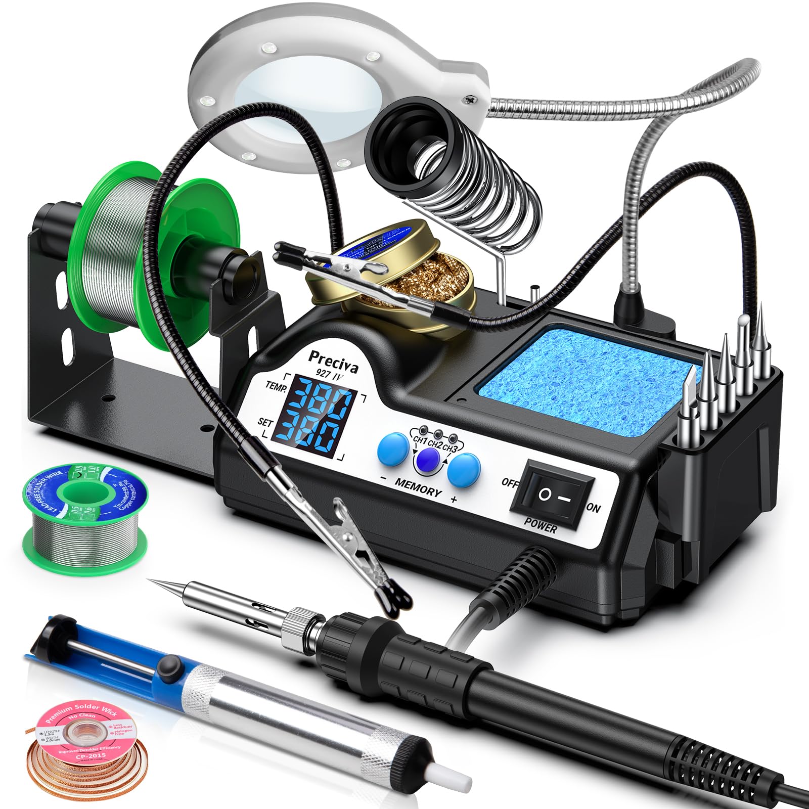 Preciva 927IV Soldering Station - 130W Digital Kit with Helping Hands