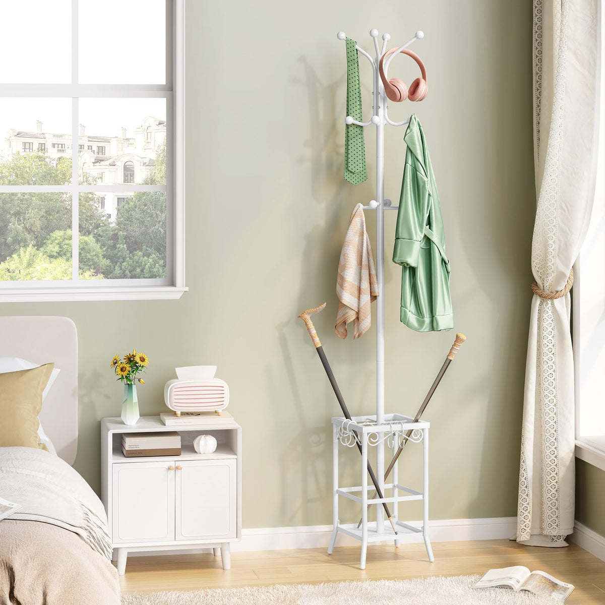 Hoctieon Coat Rack Freestanding, Coat Tree with Umbrella Holder, Metal Coat Rack Stand with 12 Hooks, Standing Coat Hanger Stand - image 5