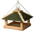 dobar Wooden Bird House – Weatherproof Pine Feeder with Green Bitumen Roof