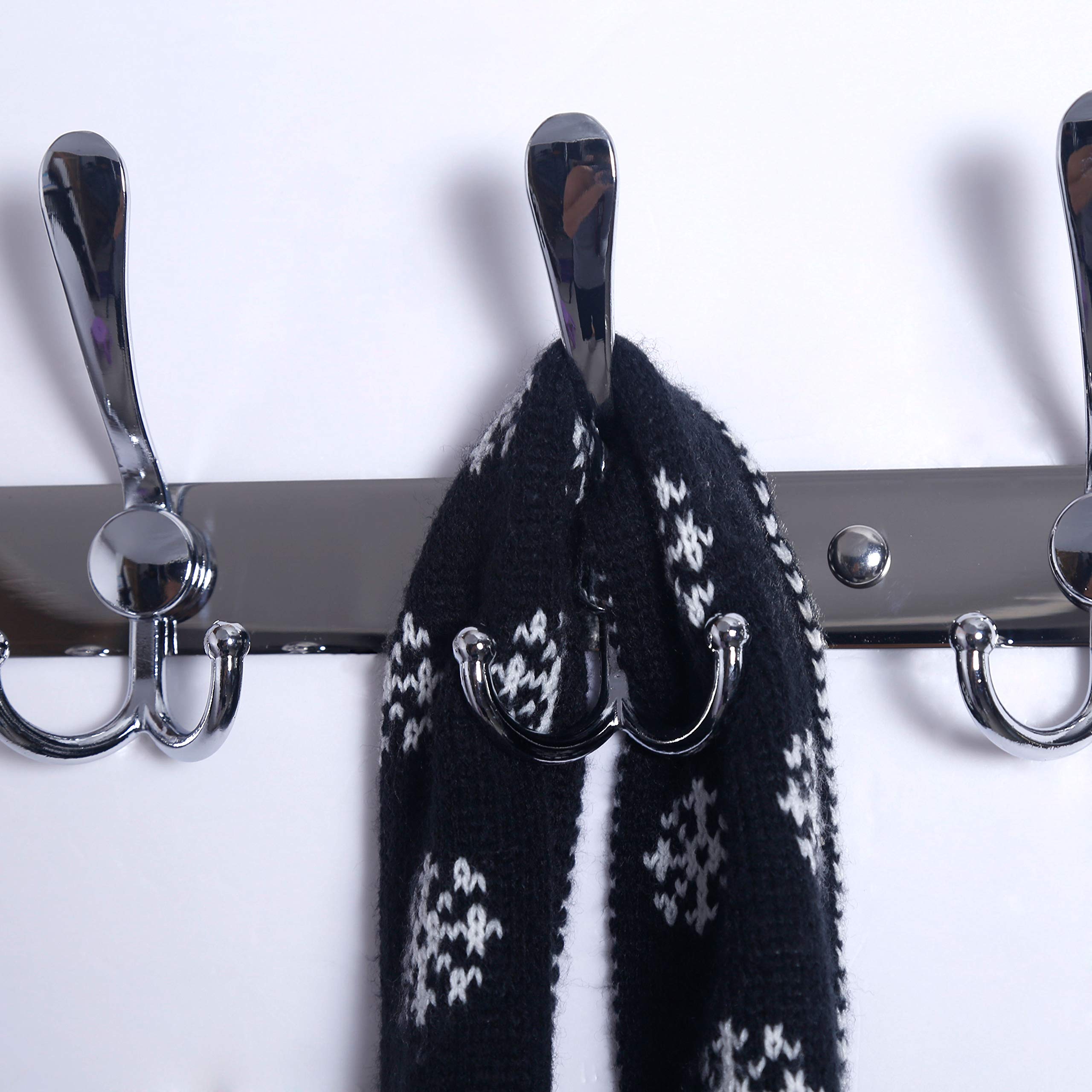 Dseap Heavy Duty Wall Mount Coat Rack – 74cm Stainless Steel 8-Tri-Hooks