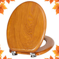 Angel Shield Oak Yellow Wooden Toilet Seat with Zinc Alloy Hinges