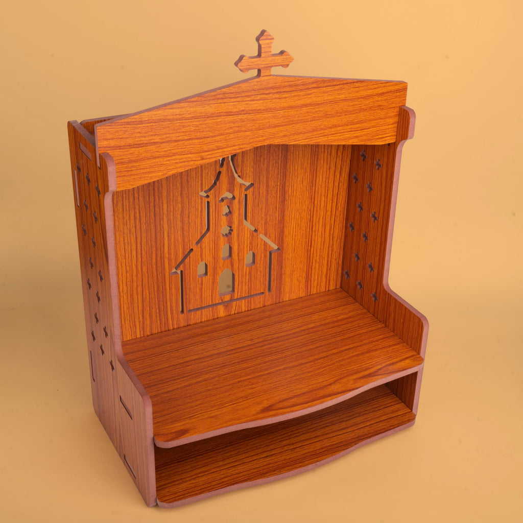 Tarini Gallery Wooden MDF Wall Mounted Hanging Prayer Shelf Table top Religious Display Décor Storage for Home Office and Gifting - image 4