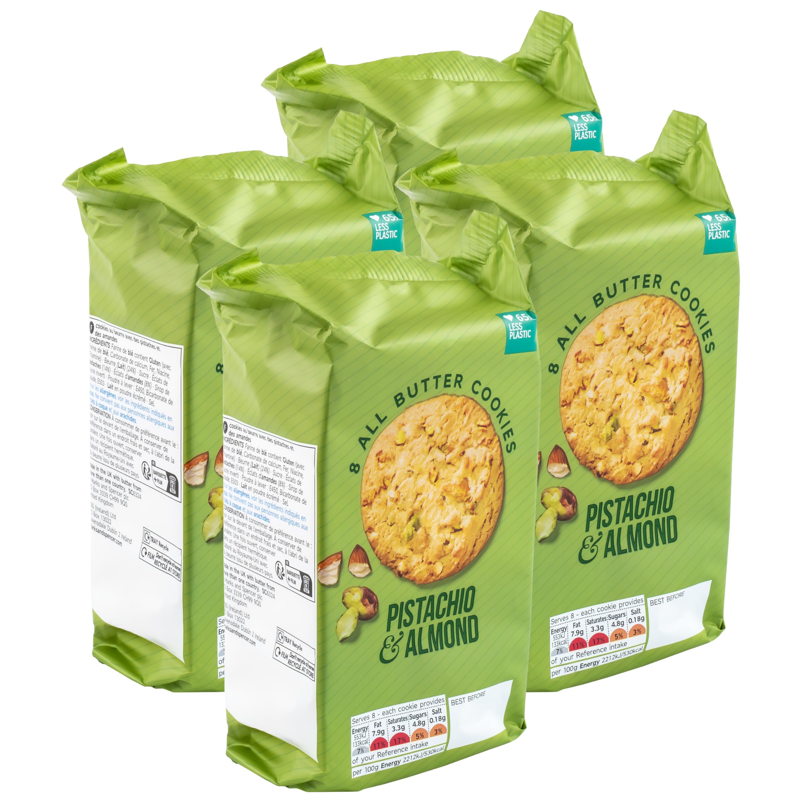 Jolof Store Pistachio & Almond All Butter Cookies - 4 x 200g Packs