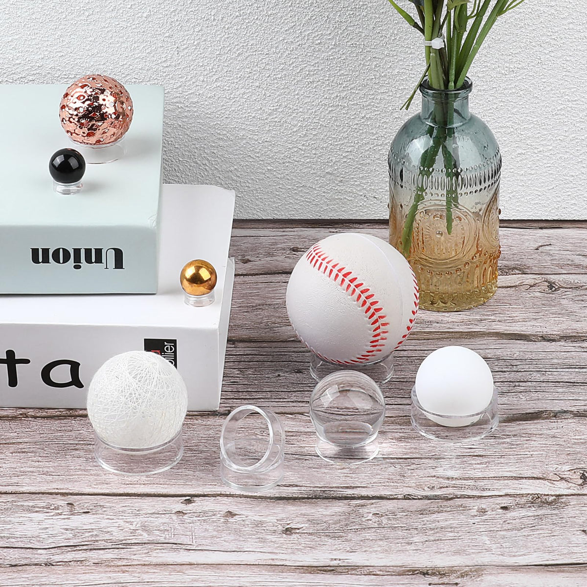 12 Pcs Crystal Sphere Stand Holder Clear Ball Acrylic Display Stand Rings Round Baseball Plastic Sphere Holder for Baseball Tennis Ball Golf - image 5