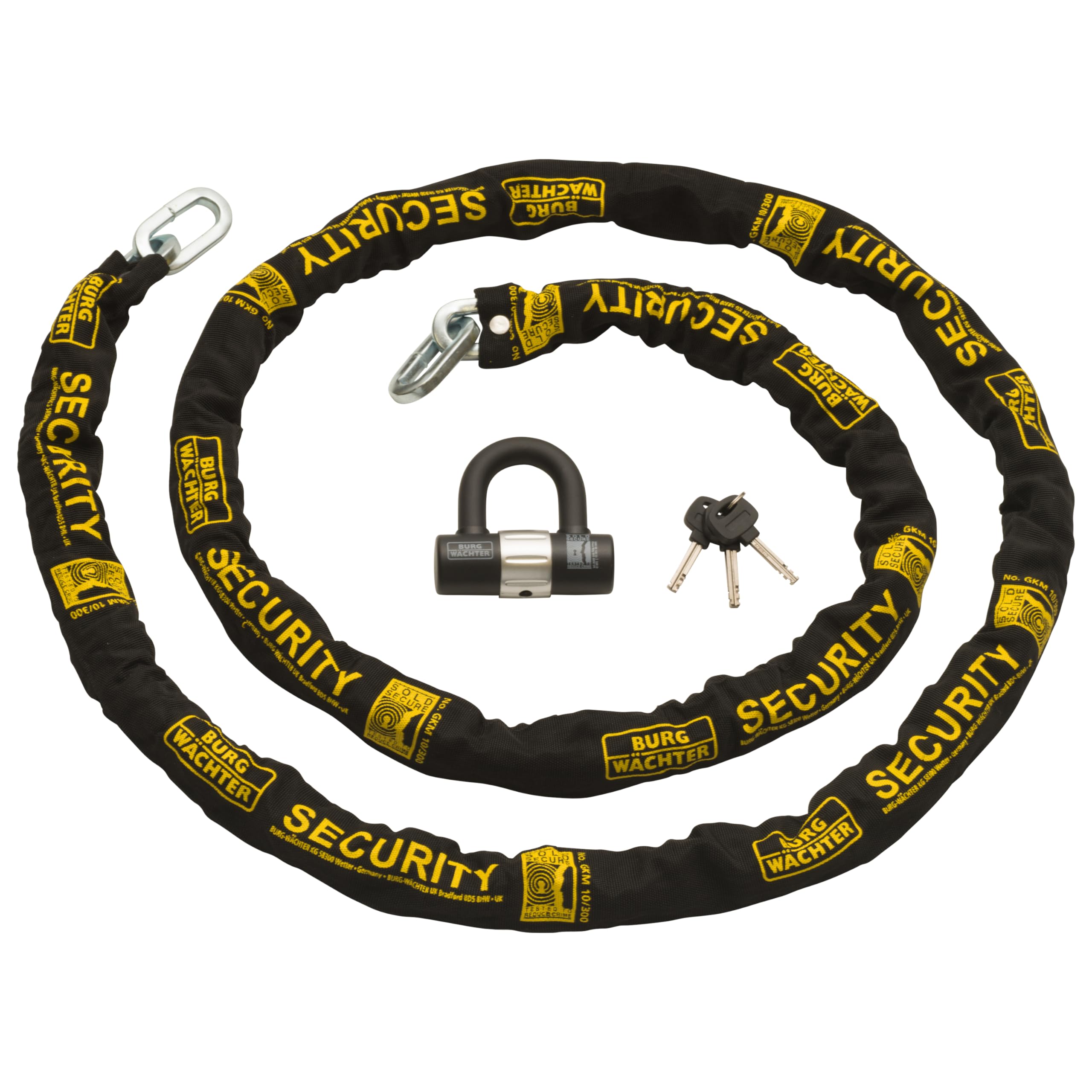 Burg-Wachter Sold Secure Gold Bike Chain & U-Lock Kit, Black, 3M